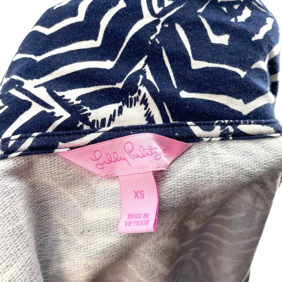 Lilly Pulitzer Leona Terry Zip‎ Up Jacket Navy Blue Oh Cabana Boy Print Size XS - Picture 6 of 9